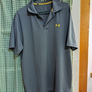 Under Armour Men's L Golf Shirt - Grey w/ Yellow